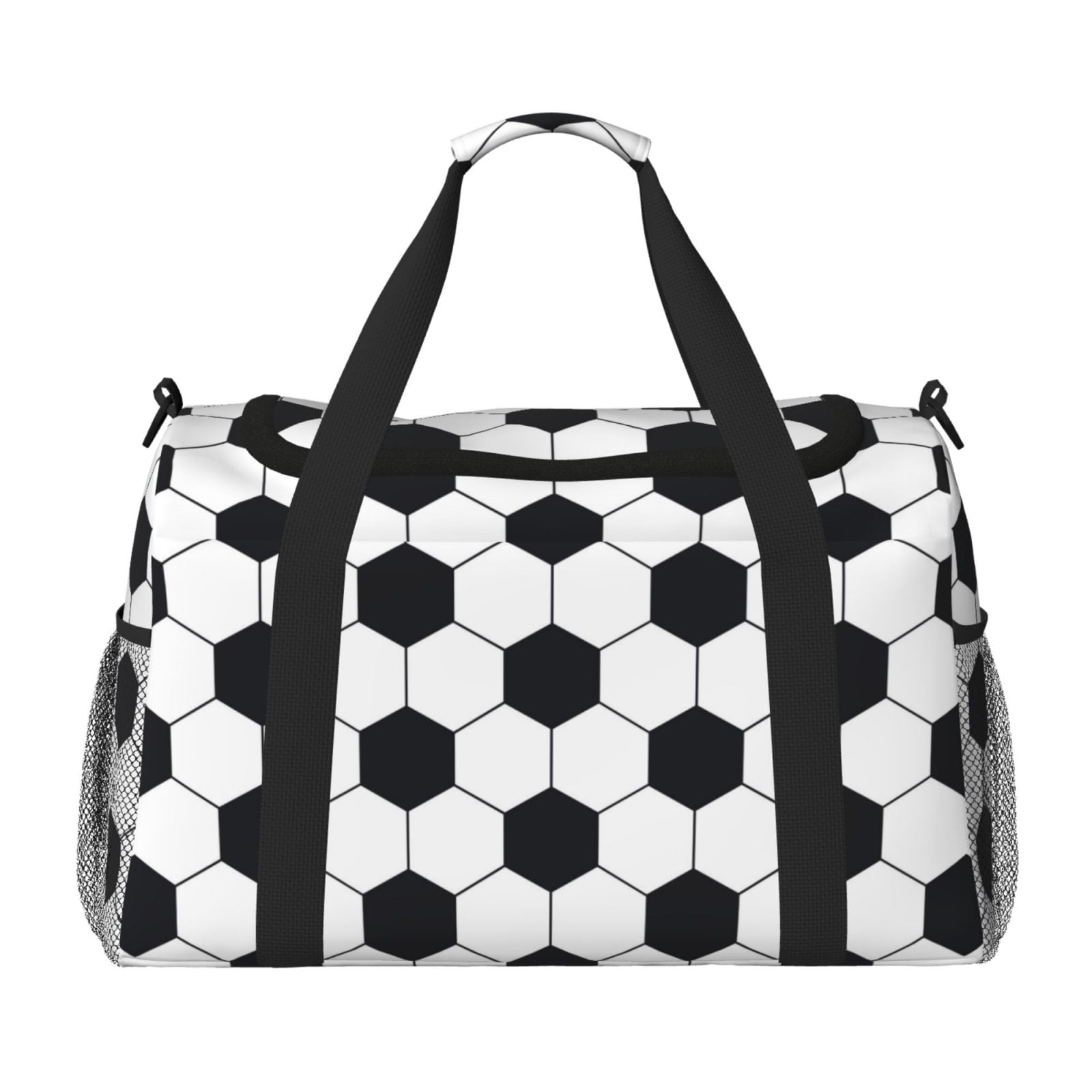 Defioc Soccer Ball Print Hand Travel Bag - Foldable Travel Duffel Bags for Men Women -Sport Gym Bag - Overnight Travel Duffel Bag - Adjustable Shoulder Strap