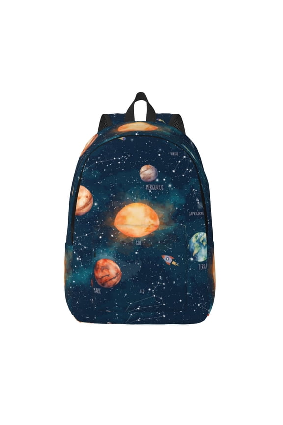 Solar System And Planets for Canvas Backpack,Travel Rucksack Unisex Knapsack Laptop Backpack for Work & College -Small