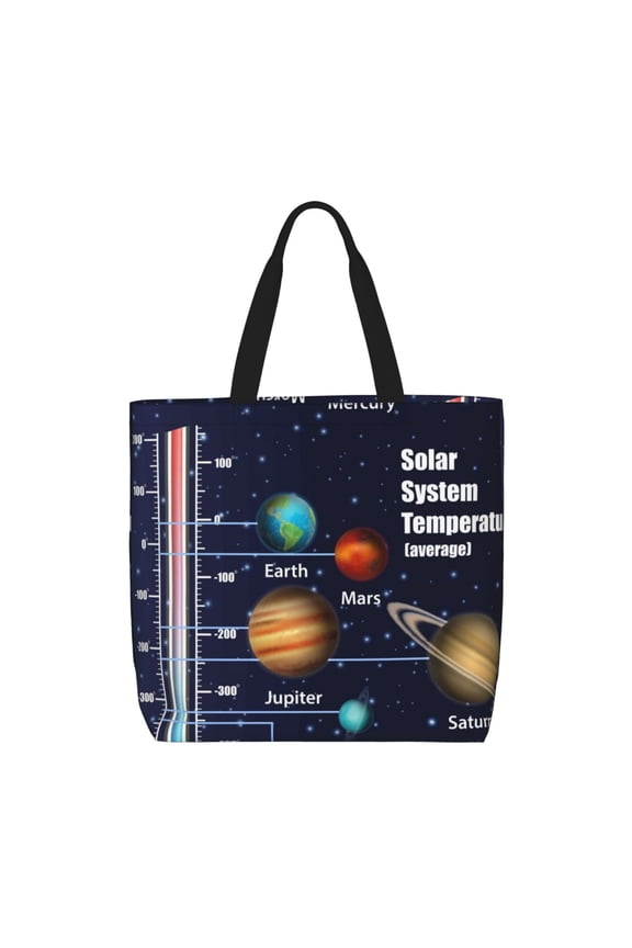 Solar System Pattern Tote Bag for Women,Large Capacity Tote Bag with Zipper Casual Shoulder Handbags Shopping Bag