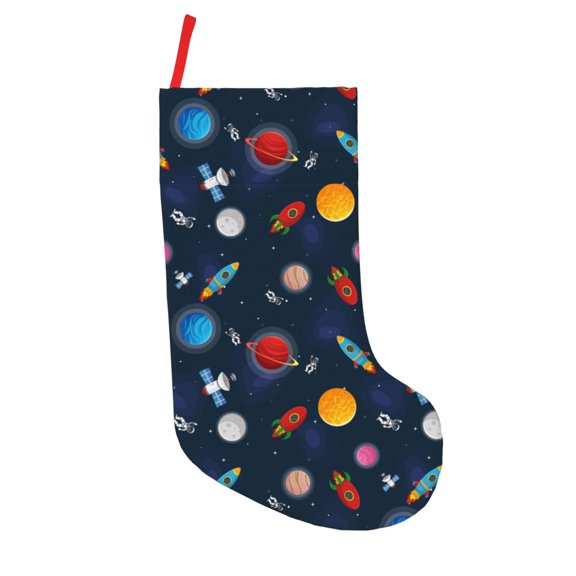 Defioc Space Cartoon for Christmas Stockings 18" Personalized Holiday Stocking for Family, Farmhouse Decor, Xmas Tree Decoration, 1 Pack