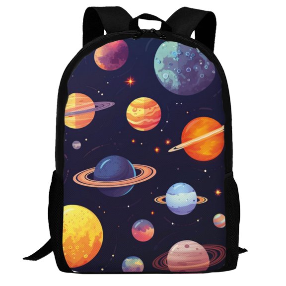Defioc Space Planet Pattern Carry on Backpack,16.5x12.5x5.5 Personal Item Bag Carry On Backpack Water Resistant Lightweight Daypack