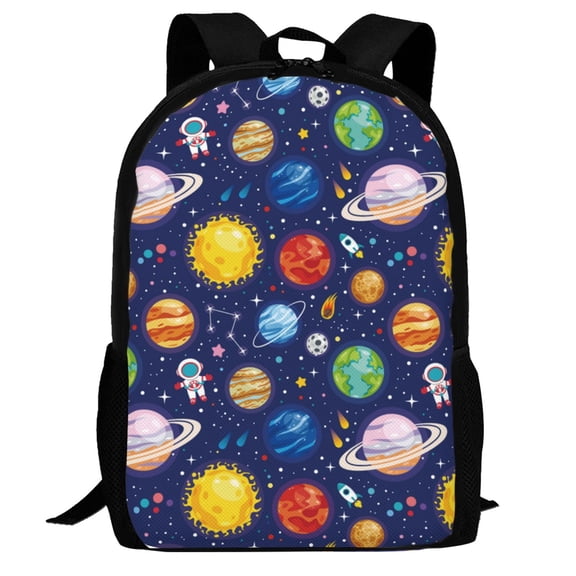 Defioc Space Planet Pattern Carry on Backpack,16.5x12.5x5.5 Personal Item Bag Carry On Backpack Water Resistant Lightweight Daypack