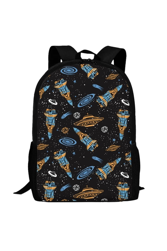 Space Rocket Pattern Carry on Backpack,16.5x12.5x5.5 Personal Item Bag Carry On Backpack Water Resistant Lightweight Daypack