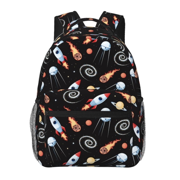 Defioc Space Rocket Pattern Laptop Backpack,Travel Backpack Outdoor Activities Bag Daypack for Travel Hiking Shopping Daily