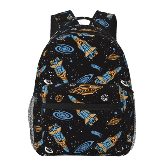 Defioc Space Rocket Pattern Laptop Backpack,Travel Backpack Outdoor Activities Bag Daypack for Travel Hiking Shopping Daily