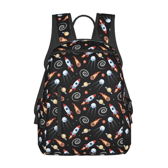 Defioc Space Rocket Pattern Travel Laptop Backpack,Lightweight Backpack Travel Hiking Daypack Backpack Work Bag for Men Women