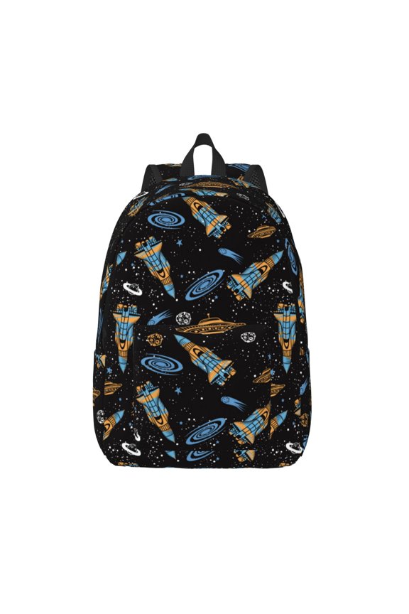 Space Rocket for Canvas Backpack,Travel Rucksack Unisex Knapsack Laptop Backpack for Work & College -Medium