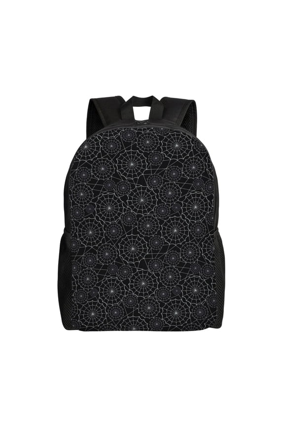 Spider Web Black Print Backpack -Travel,or Work Bookbag Daypacks with 15-Inch Laptop Sleeve and Dual Water Bottle Pockets