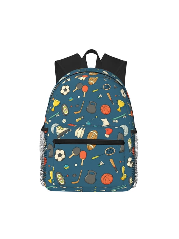 Sports Ball Pattern Laptop Backpack for Men and Women,Casual Backpack Dayback Sports Bookbag for Travel Running Hiking