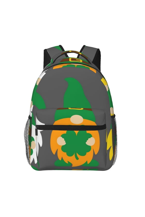 Spring St PatrickS Day Irish Gnomes Pattern Laptop Backpack,Travel Backpack Outdoor Activities Bag Daypack for Travel Hiking Shopping Daily