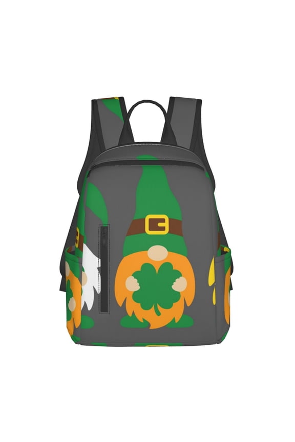 Spring St PatrickS Day Irish Gnomes Pattern Travel Laptop Backpack,Lightweight Backpack Travel Hiking Daypack Backpack Work Bag for Men Women