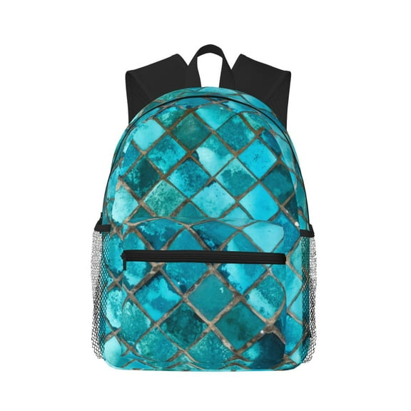 Defioc Square Glass Mosaic Pattern Laptop Backpack for Men and Women,Casual Backpack Dayback Sports Bookbag for Travel Running Hiking