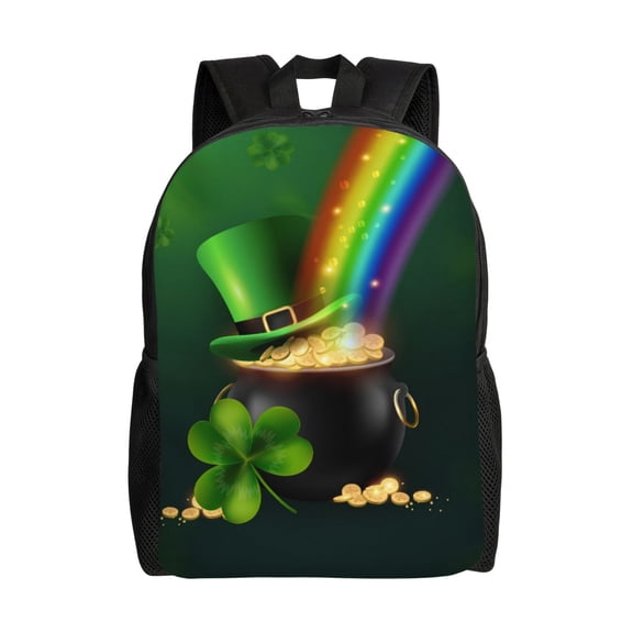 Defioc St. Patrick's Day4 Print Backpack -Travel,or Work Bookbag Daypacks with 15-Inch Laptop Sleeve and Dual Water Bottle Pockets