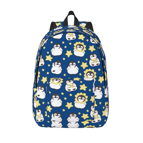 Defioc Star Penguin for Canvas Backpack,Travel Rucksack Unisex Knapsack Laptop Backpack for Work & College -Medium