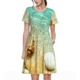 thumbnail image 1 of Defioc Starfish And Seashell On The Beach Pattern Womens Summer Dresses Short Sleeve Sundress 2025 Beach Vacation Dresses with Pockets -Medium, 1 of 6