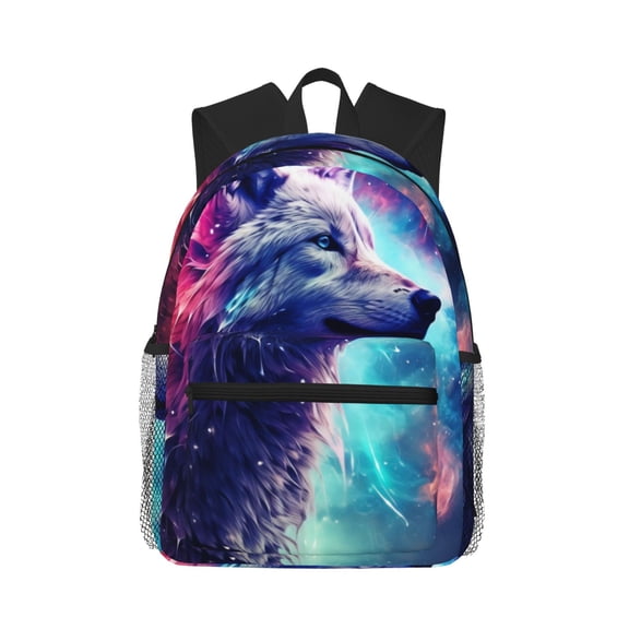 Defioc Starry Multicolored Wolf Pattern Laptop Backpack for Men and Women,Casual Backpack Dayback Sports Bookbag for Travel Running Hiking