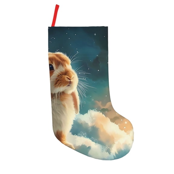 Defioc Starry Sky Cloud Cute Rabbit for Christmas Stockings 18" Personalized Holiday Stocking for Family, Farmhouse Decor, Xmas Tree Decoration, 1 Pack