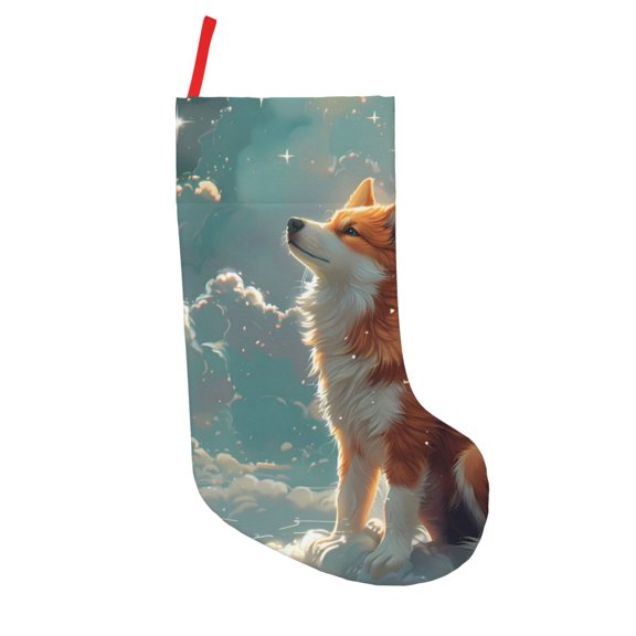Defioc Starry Sky Cloud Fox for Christmas Stockings 18" Personalized Holiday Stocking for Family, Farmhouse Decor, Xmas Tree Decoration, 1 Pack