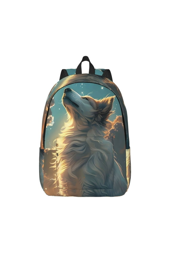 Starry Sky Cloud Wolf for Canvas Backpack,Travel Rucksack Unisex Knapsack Laptop Backpack for Work & College -Small