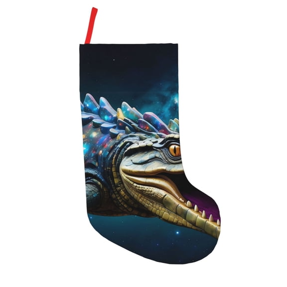 Defioc Starry Sky Colorful Crocodile for Christmas Stockings 18" Personalized Holiday Stocking for Family, Farmhouse Decor, Xmas Tree Decoration, 1 Pack
