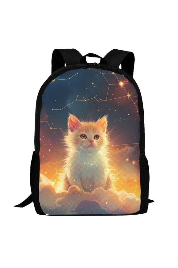Starry Sky Constellation Cat Pattern Carry on Backpack,16.5x12.5x5.5 Personal Item Bag Carry On Backpack Water Resistant Lightweight Daypack