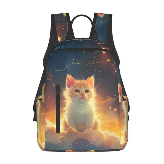 Defioc Starry Sky Constellation Cat Pattern Travel Laptop Backpack,Lightweight Backpack Travel Hiking Daypack Backpack Work Bag for Men Women