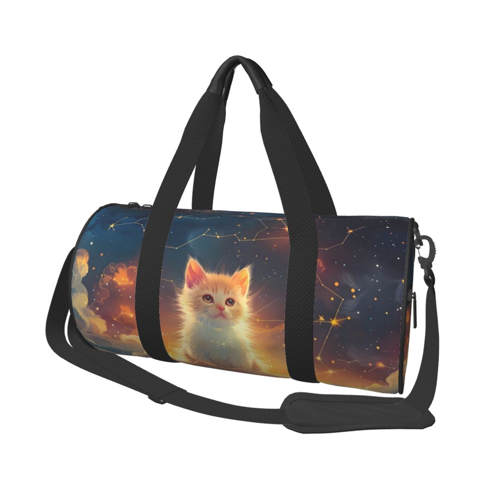 Defioc Starry Sky Constellation Cat for Travel Duffle Bag,Weekender Bag Carry On Tote Bags Hospital Bag Large Capacity Sport Gym Bag for Men Women Fit for Trave, Gym,Weekend