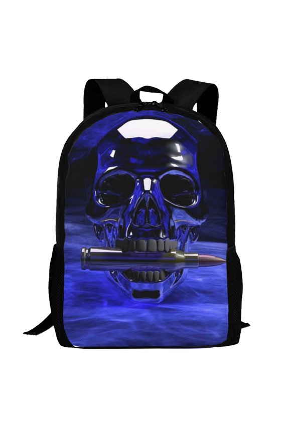 Steel Skull Pattern Carry on Backpack,16.5x12.5x5.5 Personal Item Bag Carry On Backpack Water Resistant Lightweight Daypack