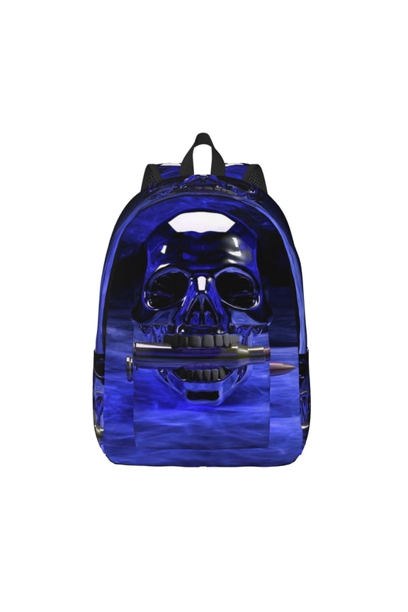 Steel Skull for Canvas Backpack,Travel Rucksack Unisex Knapsack Laptop Backpack for Work & College -Small