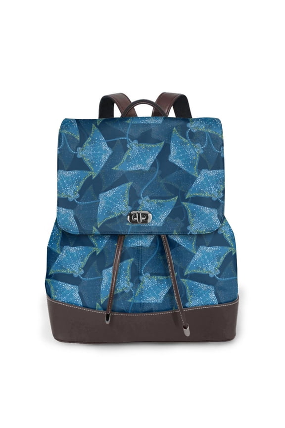 Stingray Print PU Leather Backpack,Backpack Purse for Women Fashion Multipurpose Design Handbag Ladies Bags Travel Backpack