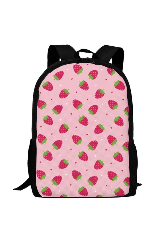 Strawberries Pattern Carry on Backpack,16.5x12.5x5.5 Personal Item Bag Carry On Backpack Water Resistant Lightweight Daypack