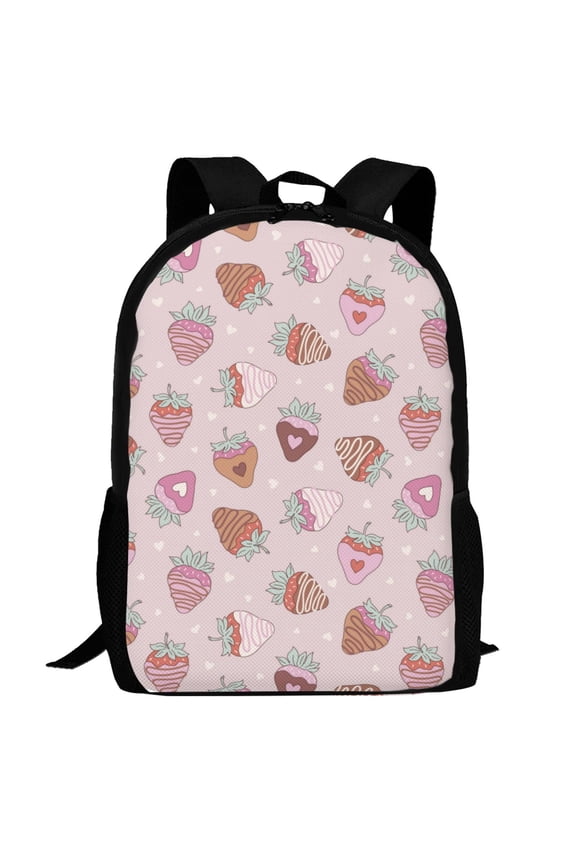 Strawberry Cake Pattern Carry on Backpack,16.5x12.5x5.5 Personal Item Bag Carry On Backpack Water Resistant Lightweight Daypack