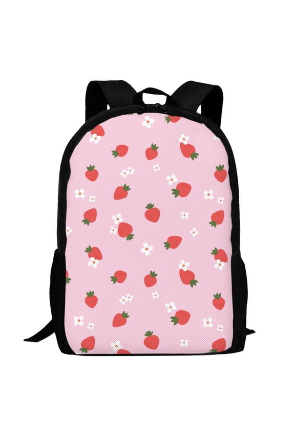 Strawberry Floral Pattern Carry on Backpack,16.5x12.5x5.5 Personal Item Bag Carry On Backpack Water Resistant Lightweight Daypack