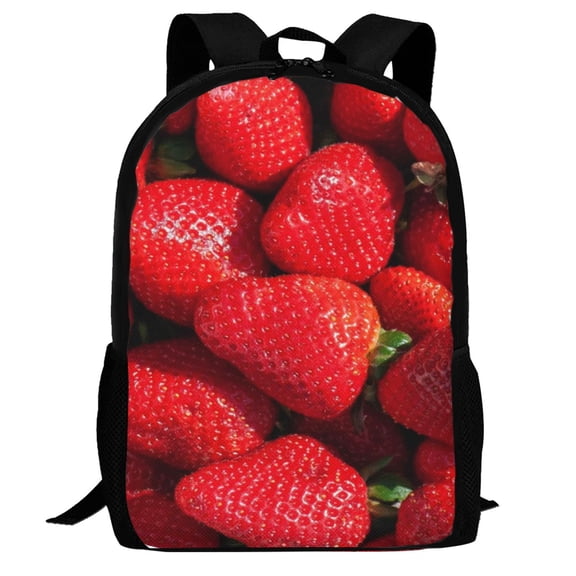 Defioc Strawberry Red Pattern Carry on Backpack,16.5x12.5x5.5 Personal Item Bag Carry On Backpack Water Resistant Lightweight Daypack