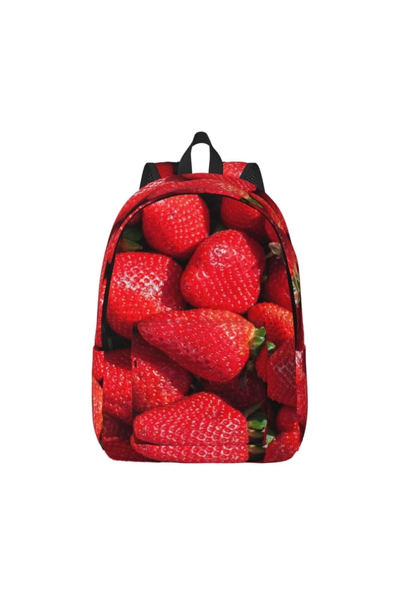 Strawberry Red for Canvas Backpack,Travel Rucksack Unisex Knapsack Laptop Backpack for Work & College -Small