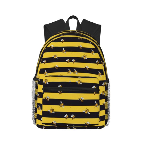 Defioc Striped With Bees Pattern Laptop Backpack for Men and Women,Casual Backpack Dayback Sports Bookbag for Travel Running Hiking