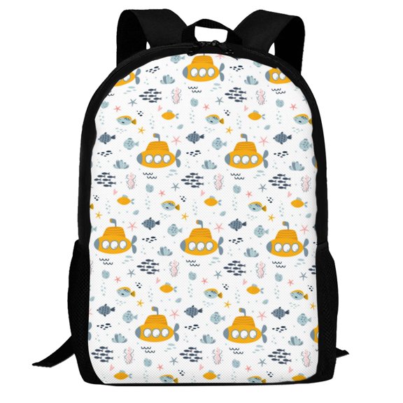 Defioc Submarine Ship Pattern Carry on Backpack,16.5x12.5x5.5 Personal Item Bag Carry On Backpack Water Resistant Lightweight Daypack
