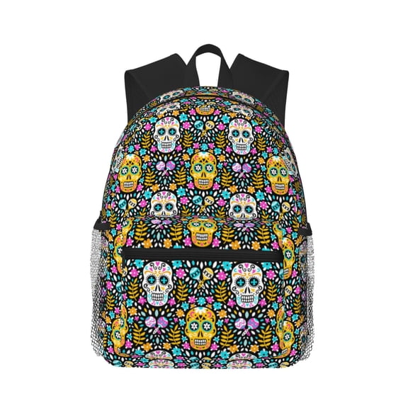 Defioc Sugar Skulls Pattern Laptop Backpack for Men and Women,Casual Backpack Dayback Sports Bookbag for Travel Running Hiking