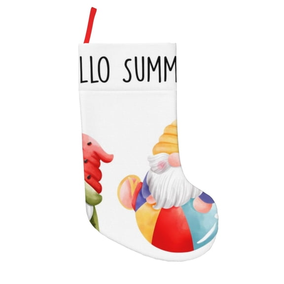 Defioc Summer Gnome for Christmas Stockings 18" Personalized Holiday Stocking for Family, Farmhouse Decor, Xmas Tree Decoration, 1 Pack