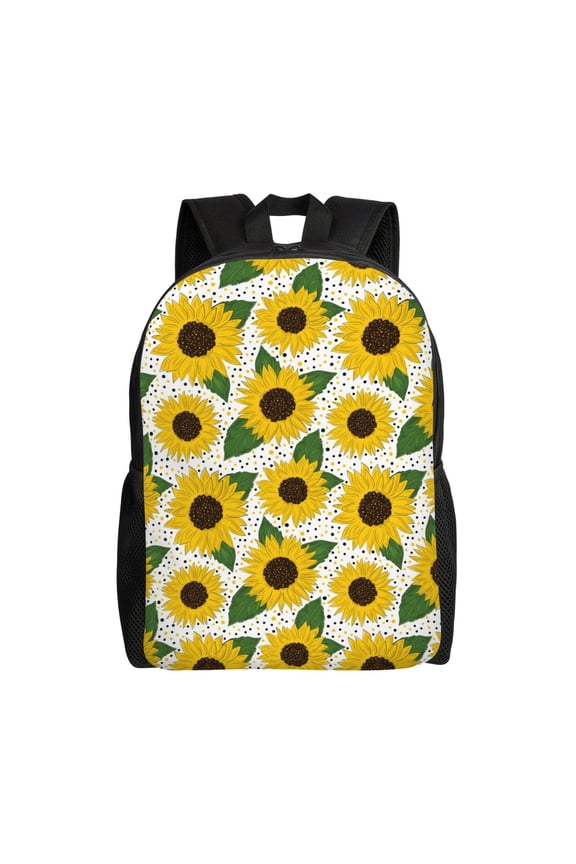 Sunflowers Print Backpack -Travel,or Work Bookbag Daypacks with 15-Inch Laptop Sleeve and Dual Water Bottle Pockets