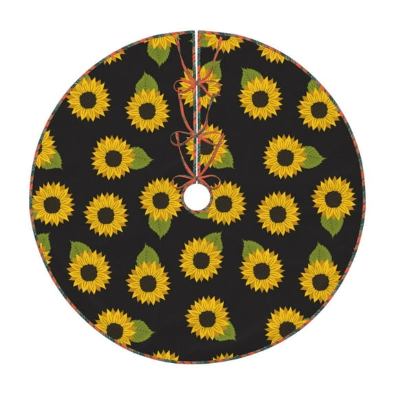 Defioc Sunflowers for Christmas Tree Skirt Snowman Xmas Tree Skirt Farmhouse Christmas Decorations Tree Mat for Holiday Party Decor-36"
