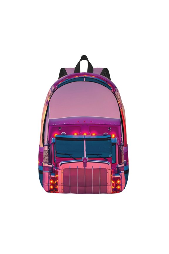 Sunset Truck Highway for Canvas Backpack,Travel Rucksack Unisex Knapsack Laptop Backpack for Work & College -Medium