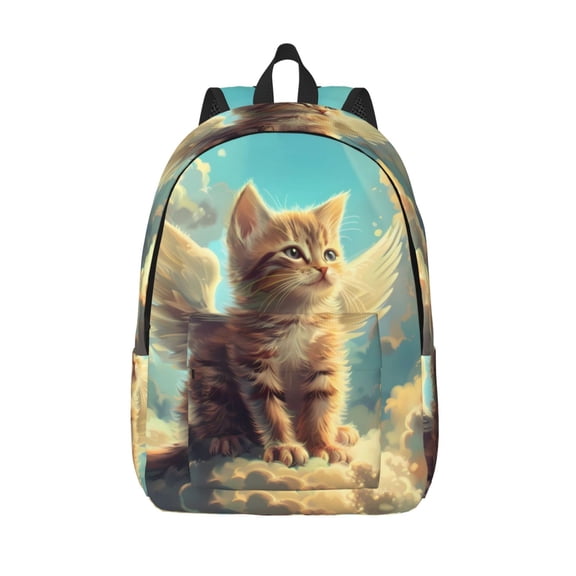 Defioc Sunshine Cloud Cute Cat for Canvas Backpack,Travel Rucksack Unisex Knapsack Laptop Backpack for Work & College -Small