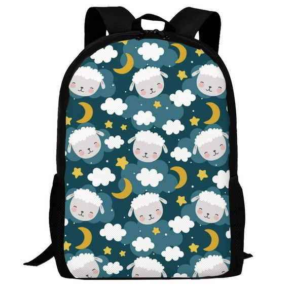 Defioc Sweet Dream Lamb Pattern Carry on Backpack,16.5x12.5x5.5 Personal Item Bag Carry On Backpack Water Resistant Lightweight Daypack