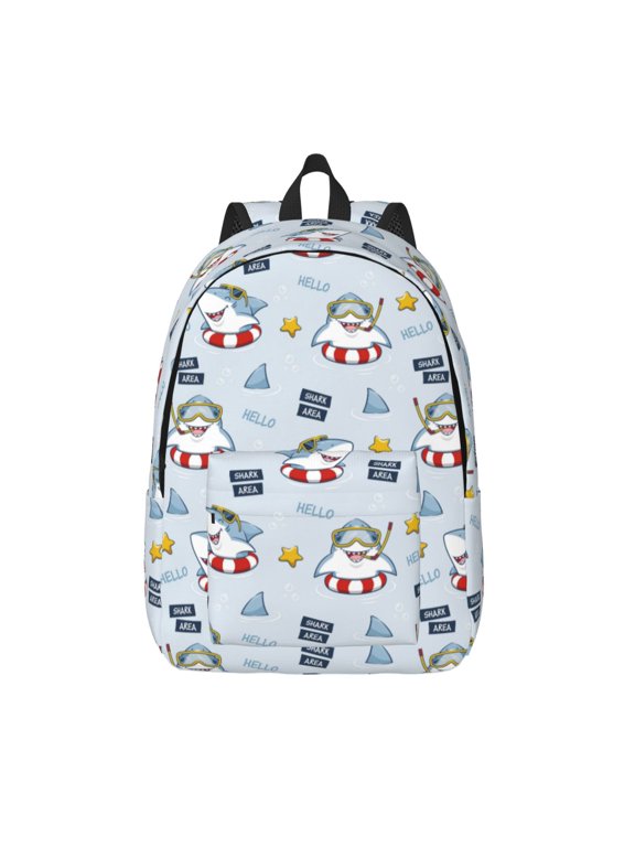 Swimming Shark for Canvas Backpack,Travel Rucksack Unisex Knapsack Laptop Backpack for Work & College -Medium