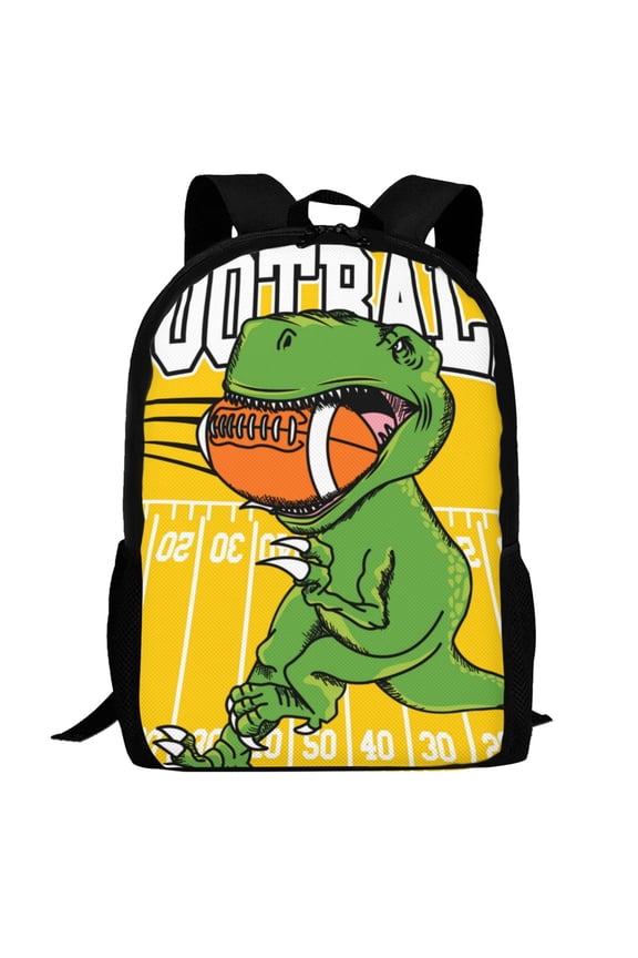 T-Rex Playing Football Pattern Carry on Backpack,16.5x12.5x5.5 Personal Item Bag Carry On Backpack Water Resistant Lightweight Daypack