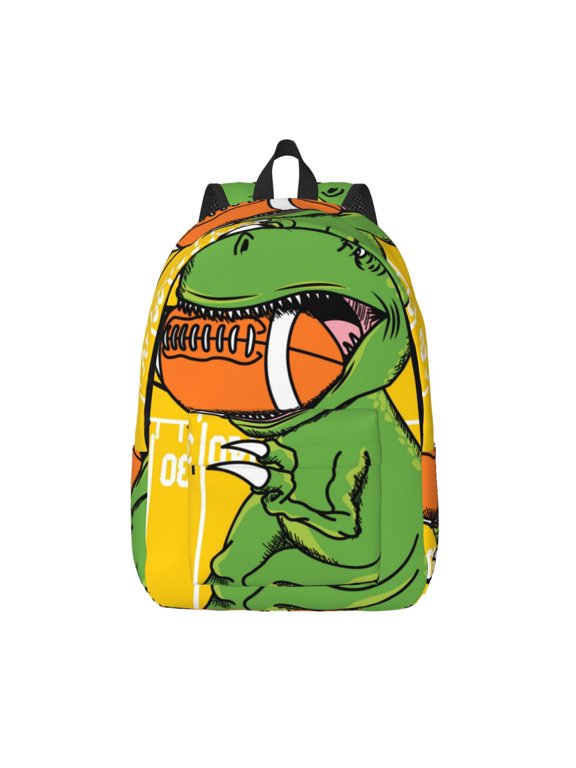T-Rex Playing Football for Canvas Backpack,Travel Rucksack Unisex Knapsack Laptop Backpack for Work & College -Medium