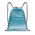 thumbnail image 1 of Defioc Teal Turquoise Fluid Stripes for Drawstring Backpack Sports Gym Bag for Women Men Children Adult Sackpack Yoga Bag for Wet Swimming,Gym,and Workout Gear -Small, 1 of 9