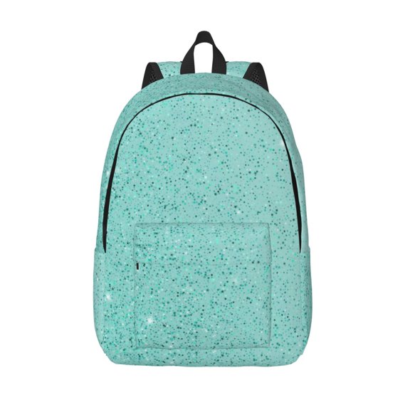 Defioc Teal Turquoise Glitter for Canvas Backpack,Travel Rucksack Unisex Knapsack Laptop Backpack for Work & College -Medium