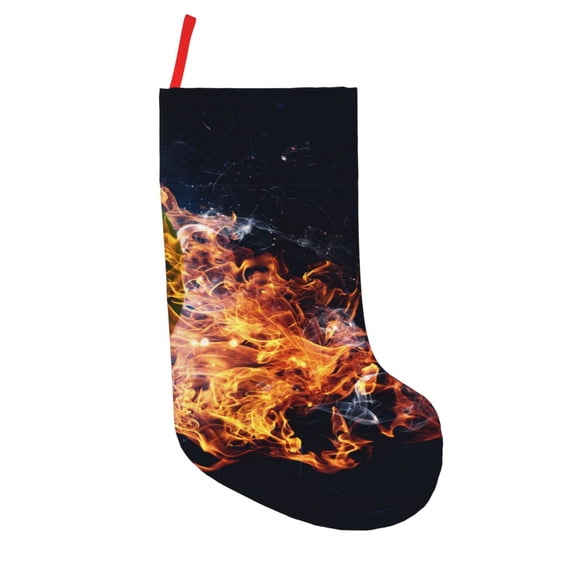 Defioc Tennis Ball In Fire1 for Christmas Stockings 18" Personalized Holiday Stocking for Family, Farmhouse Decor, Xmas Tree Decoration, 1 Pack
